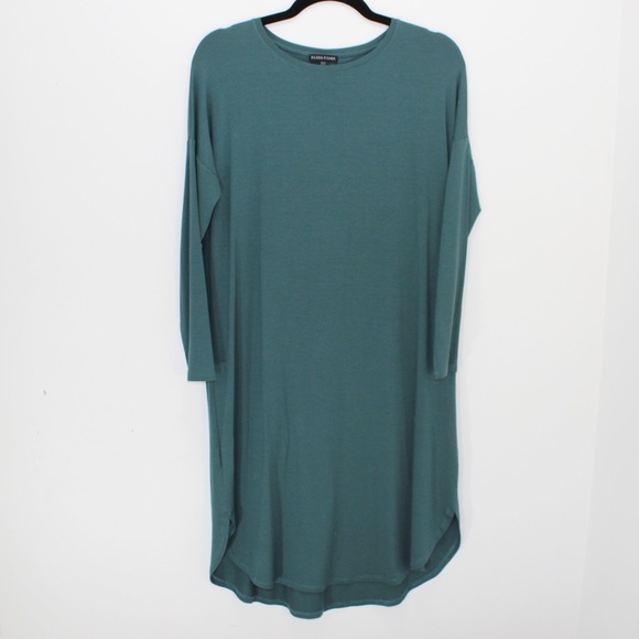 EILEEN FISHER Oversized Green Blue Casual Dress Tunic Lagenlook XXS - Picture 8 of 8